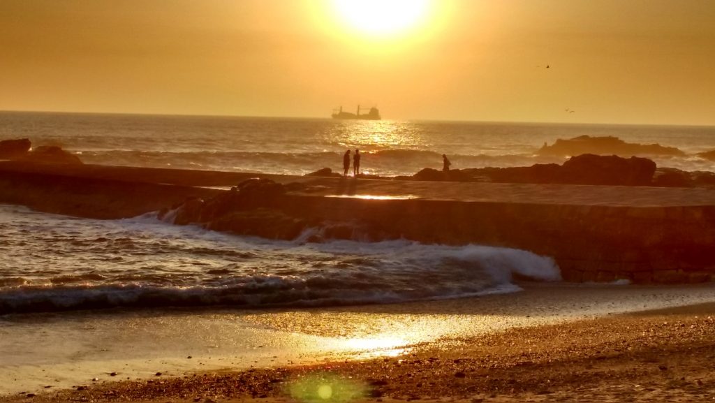 the beach in Porto at sunset