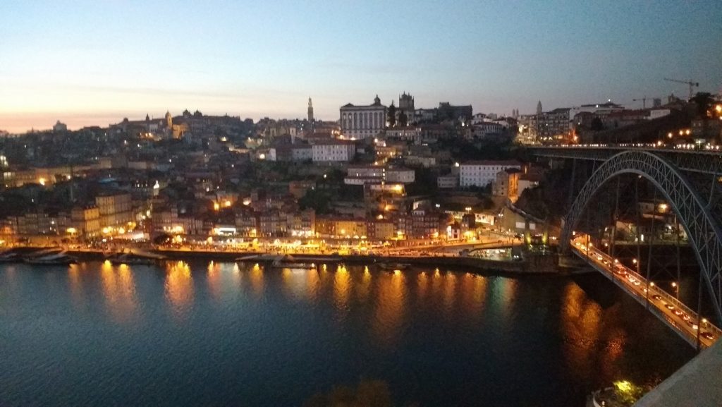 the wine cellars by night in Porto