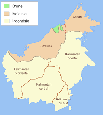 Map showing the position of Brunei in Borneo
