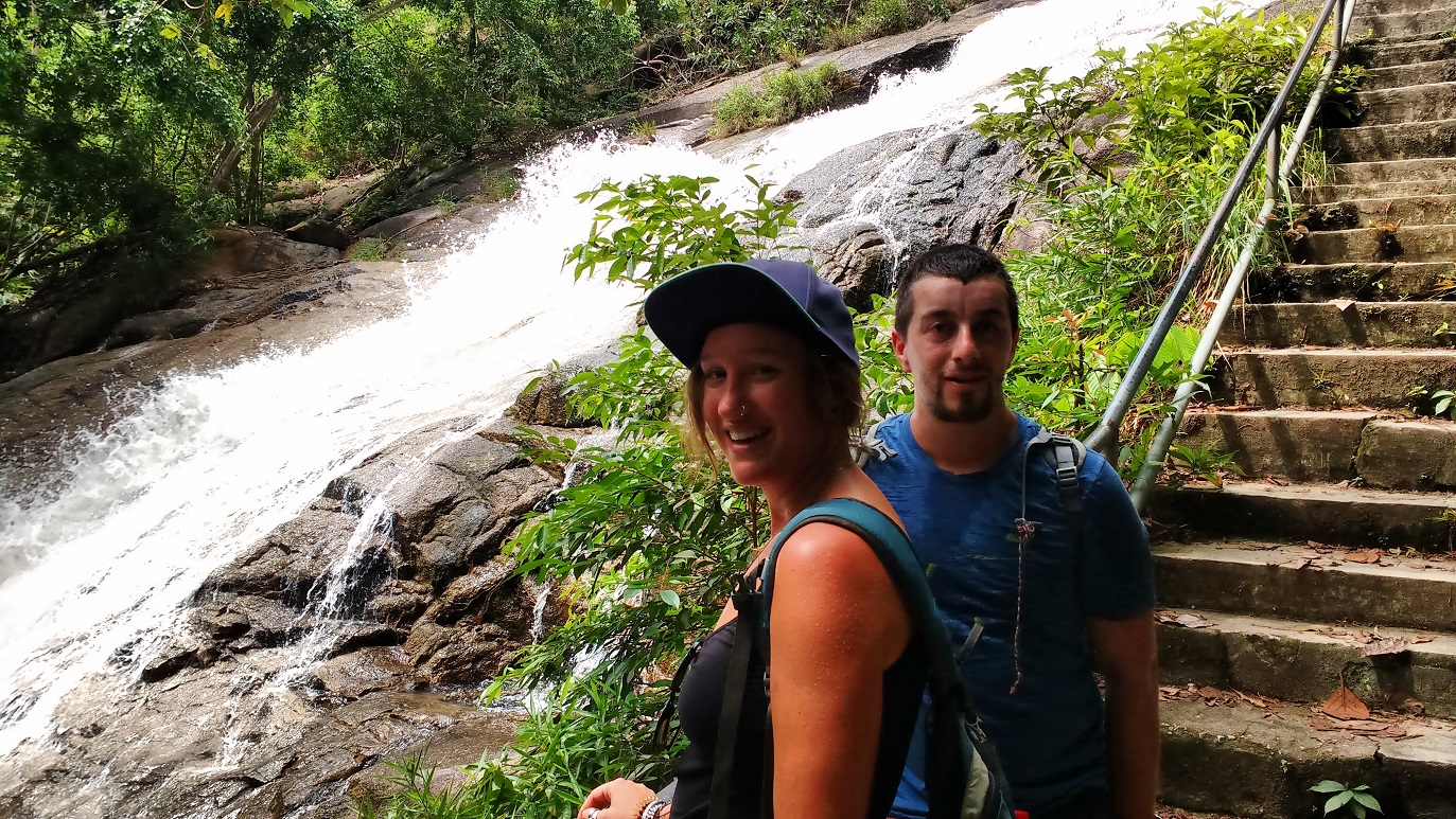 Linda and Etienne at the waterfall Linda and Etienne at the waterfall