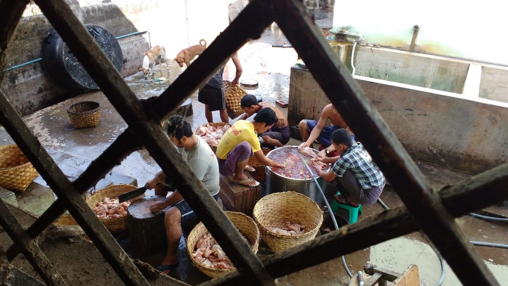 Behind the scenes in a kitchen in Myanmar